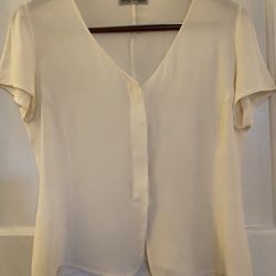 Emporio Armani silk hidden button up blouse off-white ivory