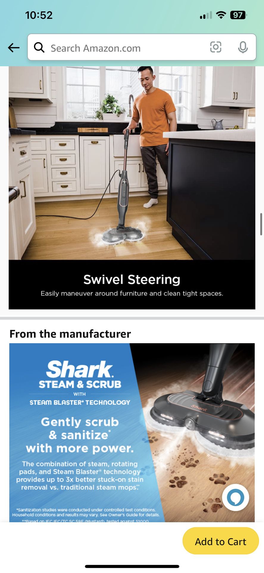 Shark Steam & Scrub Steam Mop w/ Steam Blast and 6 Pads - Yahoo Shopping