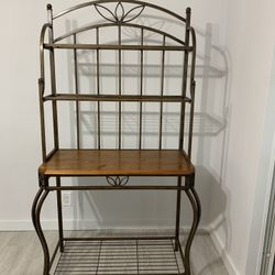 Bakers Rack Wood/metal. If Listed, available, please don’t ask