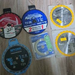 Lot of 7 circular saw blades 7 1/4" and 4 1/2" dewalt Diablo avanti