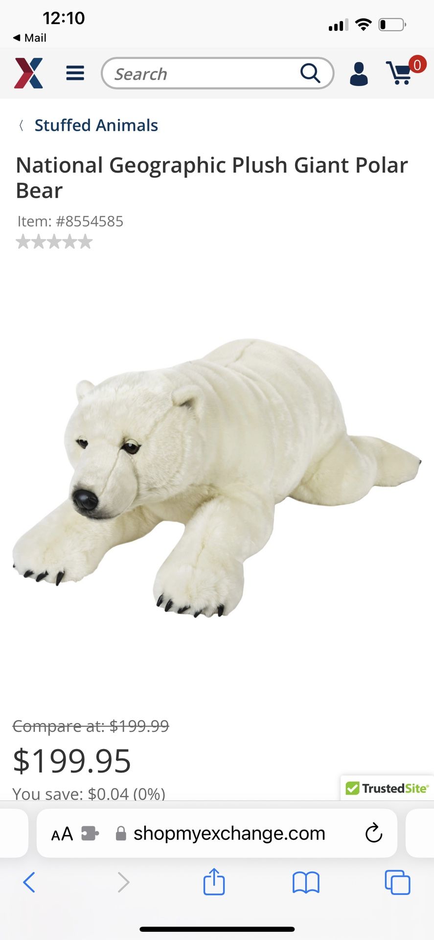 National Geographic Brand Jumbo White Polar Bear Plush Stuffed Animal