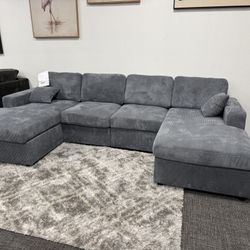 U Gray Shape Sectional 