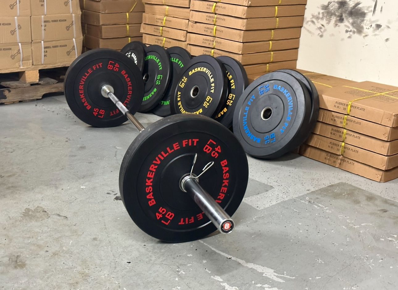 Bumper Plate Barbell set 260 lbs 45 lb Olympic Bar Brand New