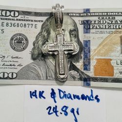 For Wedding 14K  Solid White Gold Pendant (OVER 2CT IN NATURAL DIAMONDS 💎) For Wedding 24.8Gr