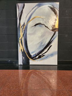 Large Scale Dramatic Painted Canvas with Frame