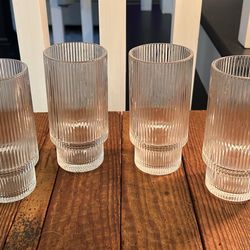 MCM ribbed glass tumblers (4)