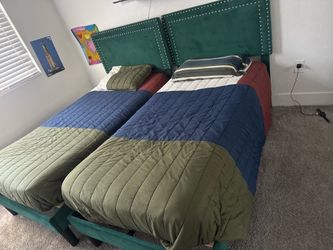 Green velvet bed frames! GREAT CONDITION