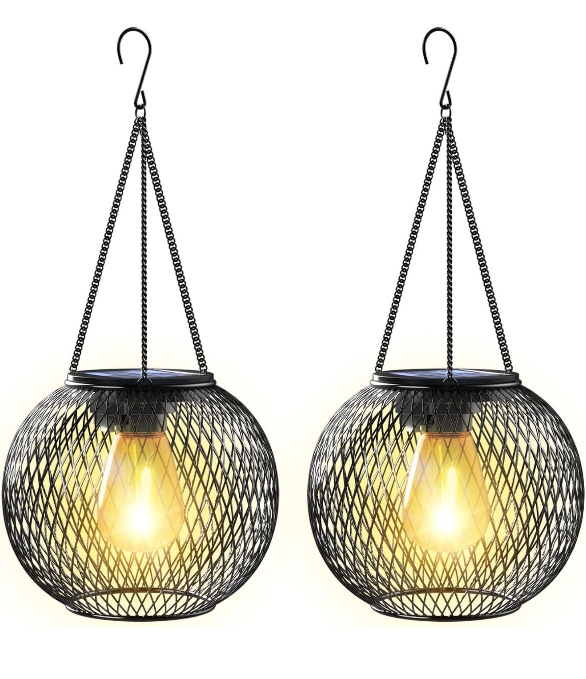 New inbox Upgraded hanging Solar Lantern Outdoor Waterproof,2Pack