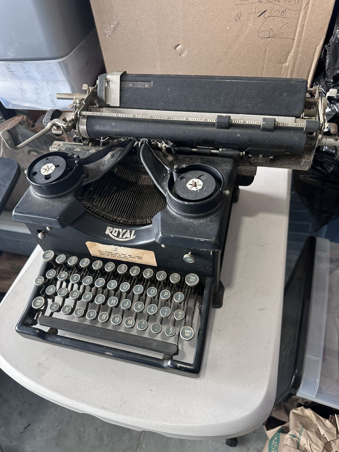Vintage Antique Royal Typewriter with Dual Beveled Glass Side Panels