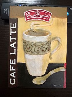 Cafe Latte Fresh Roasted Coffee Wall Plaque