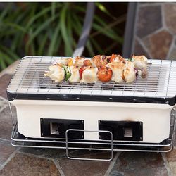 Yakatori Internal Grates Charcoal Chrome Cooking Grill Japanese Table BBQ Handmade Using Clay Adjustable Ventilation For Outdoor Barbecues Camping Tra