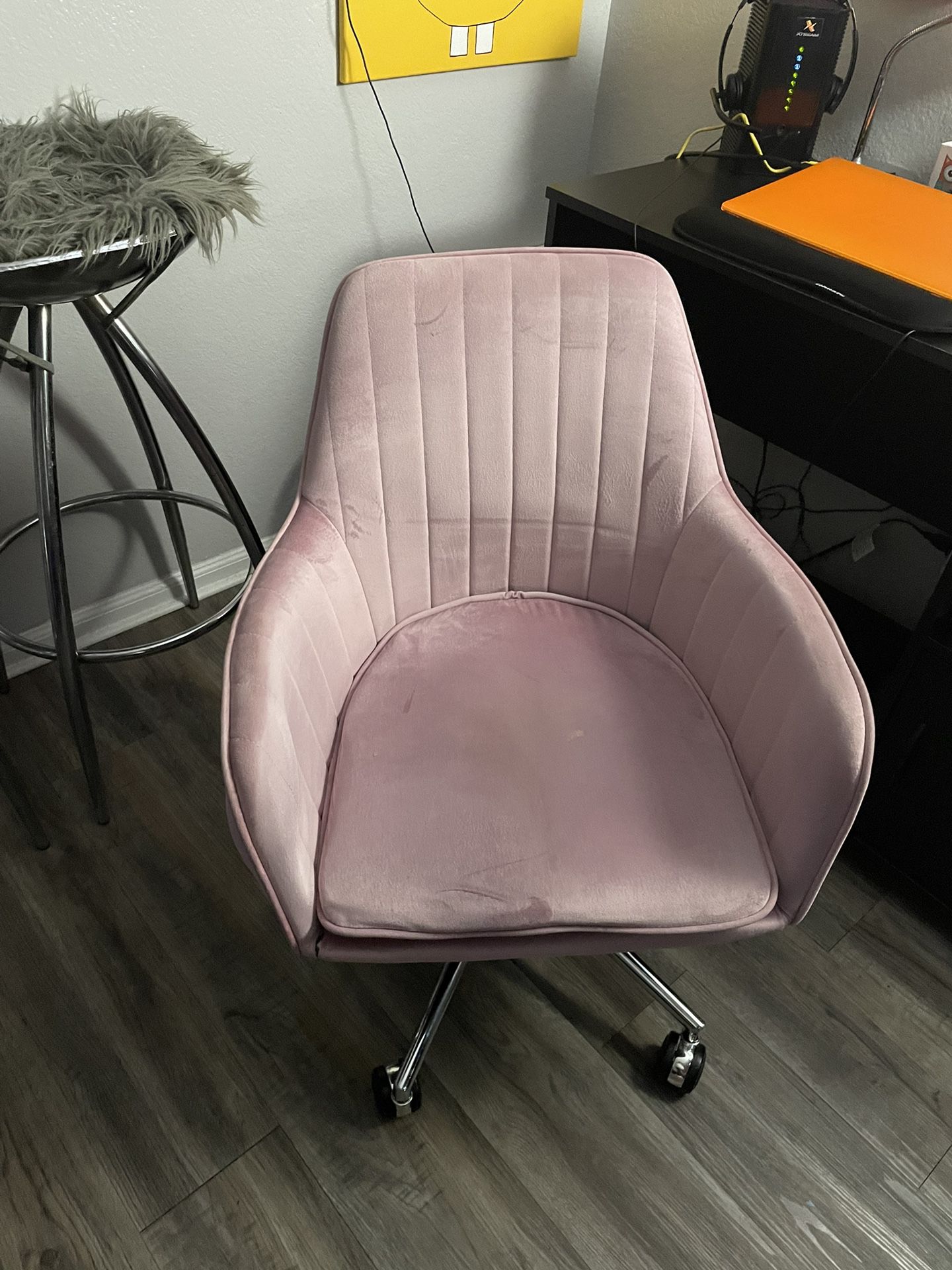 Pink Velvet office Chair 