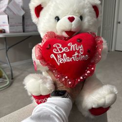 Teddy Bear White Be My Valentine’s Heart.