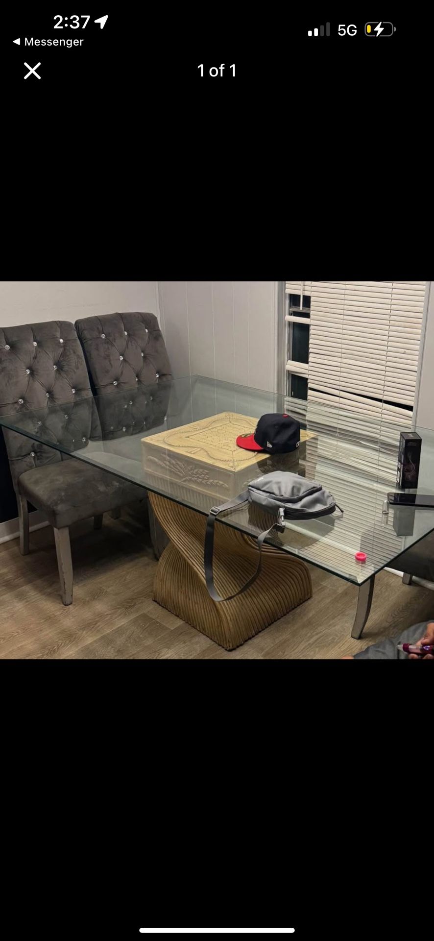 Grey L Shaped Couch & Glass Table