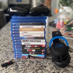 PS4 Games With 2 Controllers, Headset And 128gb USB 