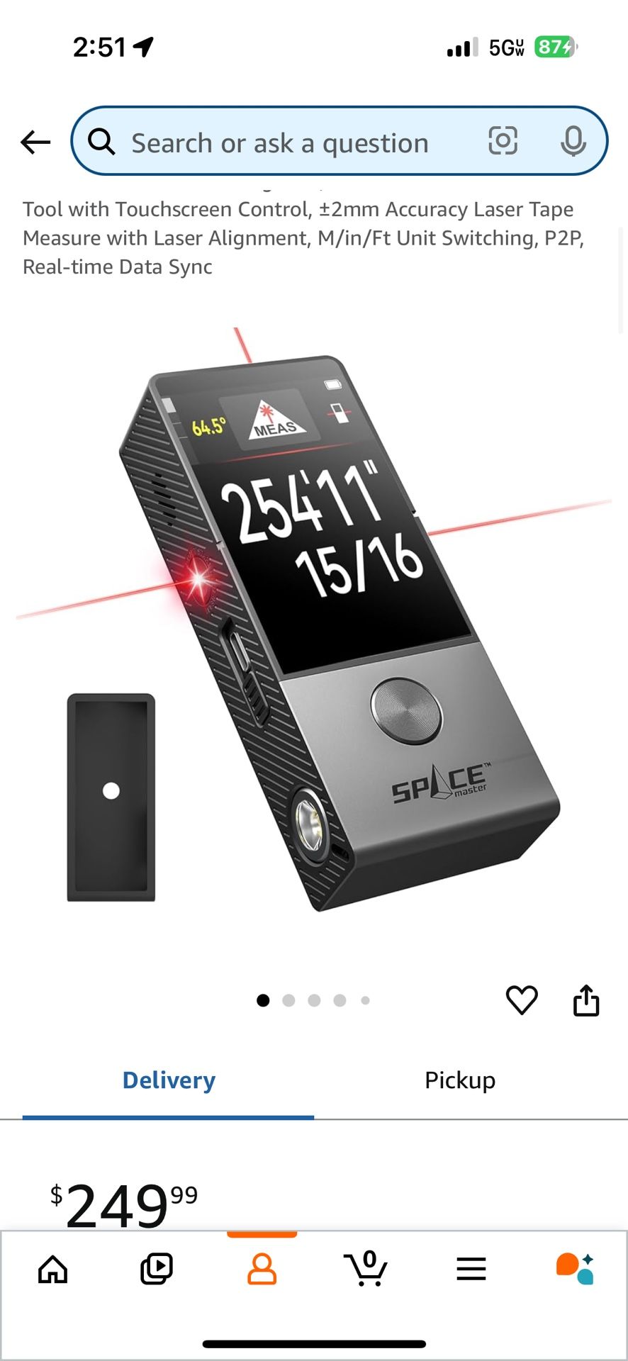 MILESEEY Laser Measuring Tool, 330Ft Laser Measurement Tool with Touchscreen Control, ±2mm Accuracy Laser Tape Measure with Laser Alignment, M/in/Ft U