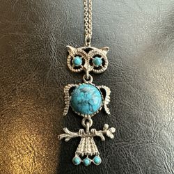 Articulated Owl Pendant Necklace, Vintage 1960-70