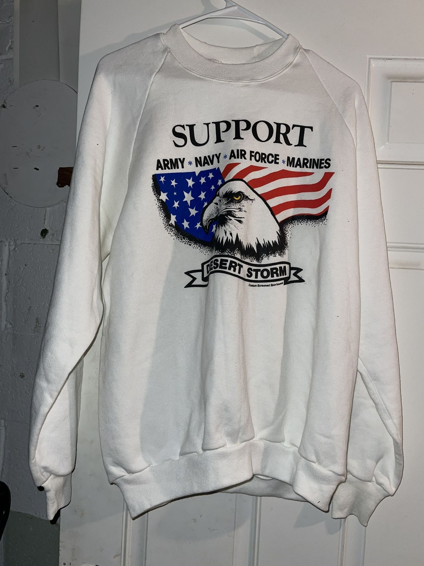 Jerzees Support Desert Storm Army Navy Marines Air Force Sweatshirt New No Tags.
