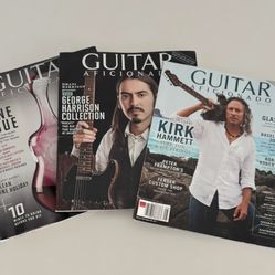 3 Guitar Aficionado Magazines- George Harrison, Kirk Hammett & Wine Issue