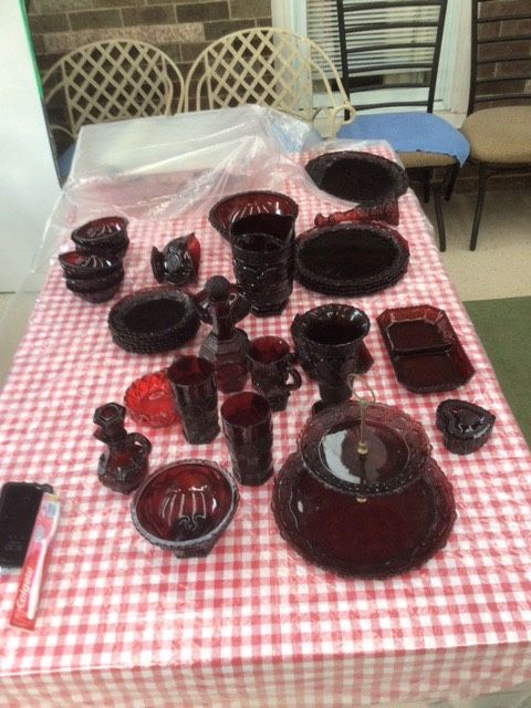 30 Pieces from Vintage Avon 1876 Cape Cod Ruby Red Glass Collection