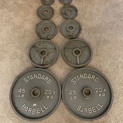 Olympic Weight Plates Set - Total 175 Pounds 