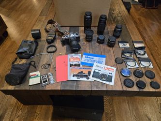 Pentax K1000 Camera Kit, 6 lenses, 2x converter, & accessories, untested but worked when last used