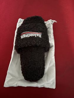 Balenciaga Black Fur Slides