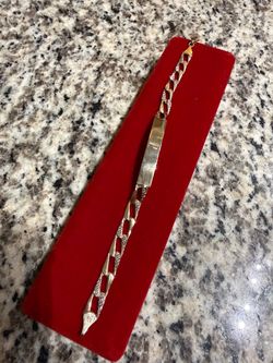 10k Diamod cut gold id bracelet