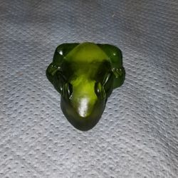 Glass Green Frog Paper Weight 