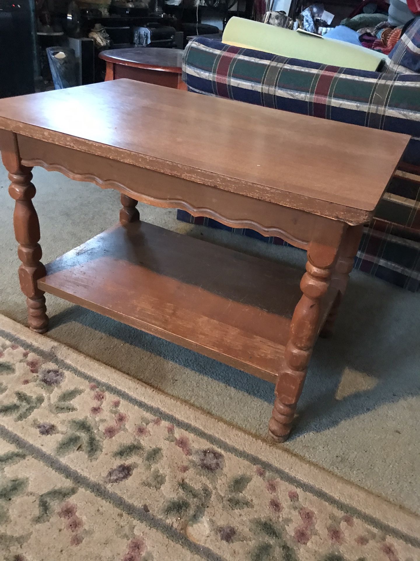 Small Solid Wood Table With Wood Look Formica Top