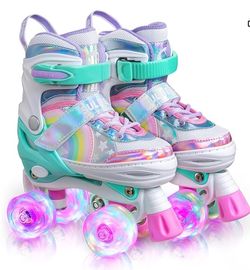 Adjustable Roller skates: rainbow unicorn