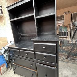 Black Dresser with Shelves