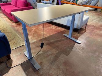 ISE Electric Rising Desk, Blonde & Grey