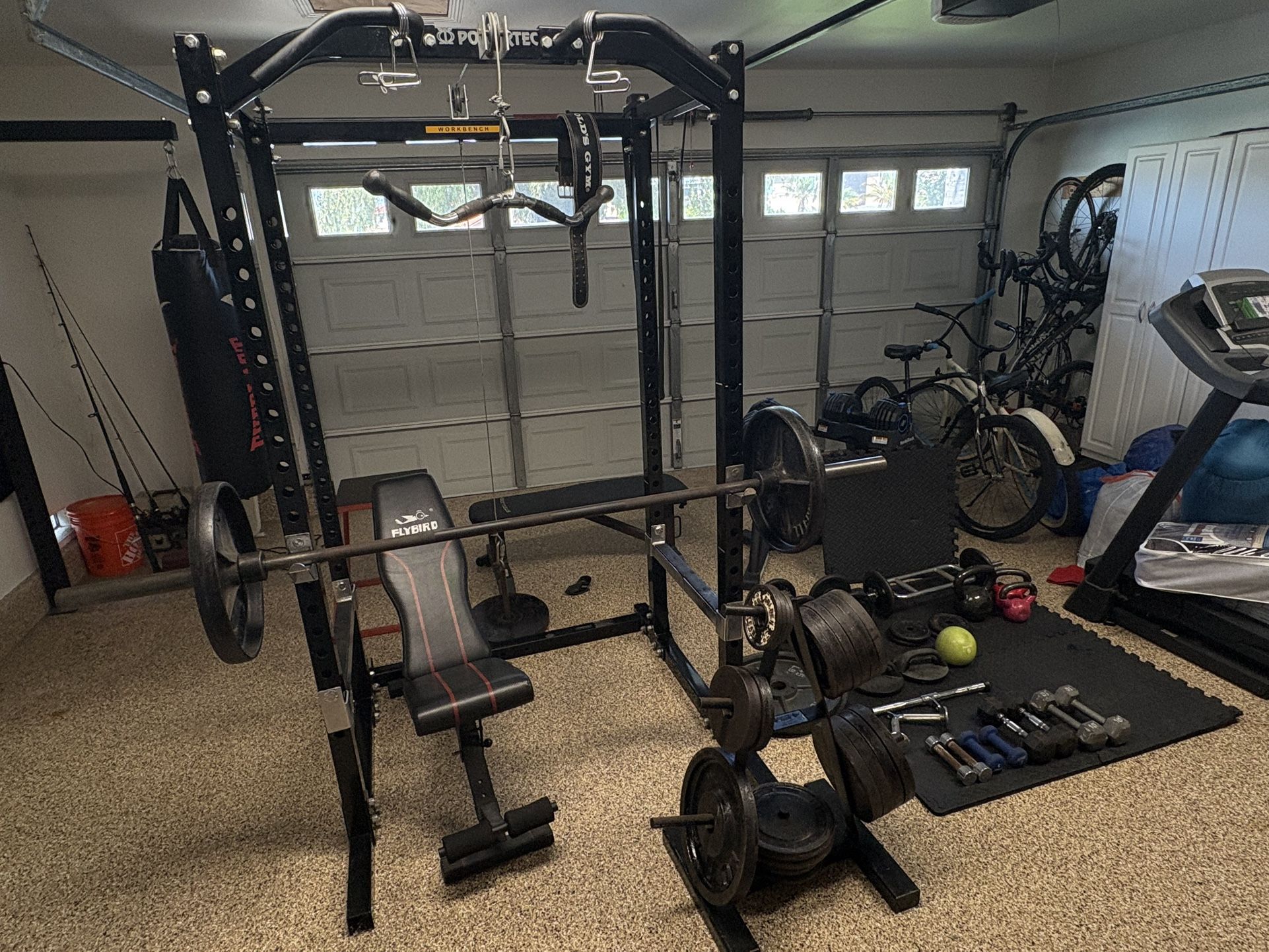 Complete Garage Gym - Squat Rack, Weights, Benches, Adjustable Dumbbells, Cable System