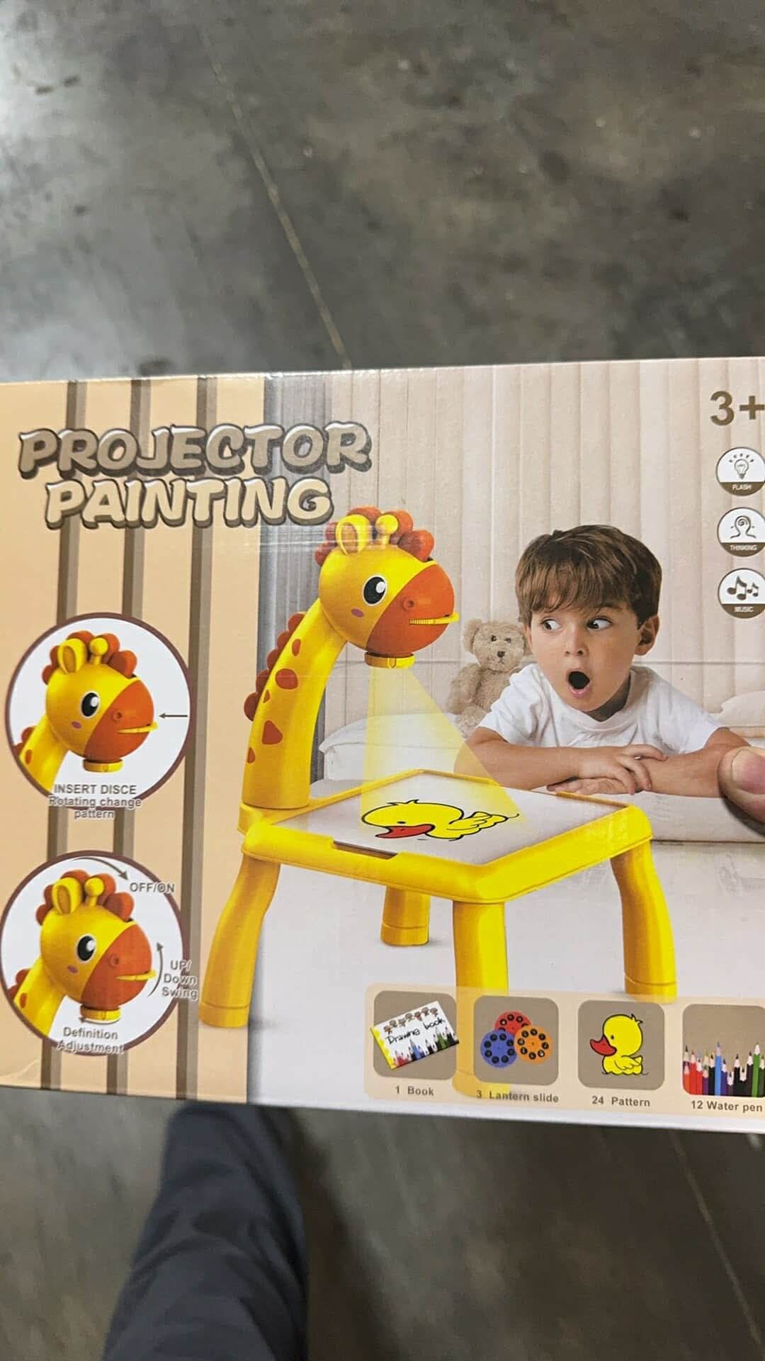 Projector Painting Table For Kids 24 Patterns, 3 Slides & 12 Water Pen, Yellow