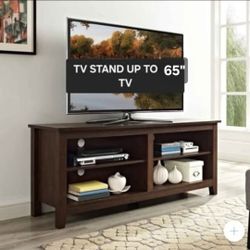 Walker Edison Wren Classic 4 Cubby TV Stand for TVs up to 65 Inches, , Brown