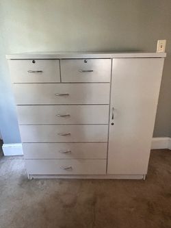 White 6-Drawer Dresser with Storage Cabinet – $50 OBO