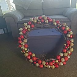 Handmade Red And Gold Christmas Wreath