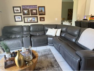 Leather reclining sectional