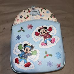 Disney Her Universe Loungefly Mickey Mouse Minnie Mouse Snow Angel Christmas Mini Backpack