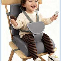 Toddler Booster Seat for Dining Table Kitchen Chair, Non-Slip with Backrest and Adjustable Straps, Portable Travel Child Kids Booster Seat for Eating,