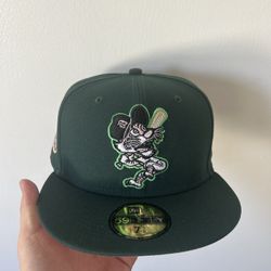 Exclusive Fitted New Era 59Fifty Green Pink Brim Tigers Hat - Size 7 5/8