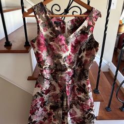  Talbots Floral Fit & Flare Sleeveless Midi Dress Size 6 Belted