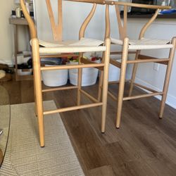 Mid Century Modern Wishbone Stools-Set Of 2