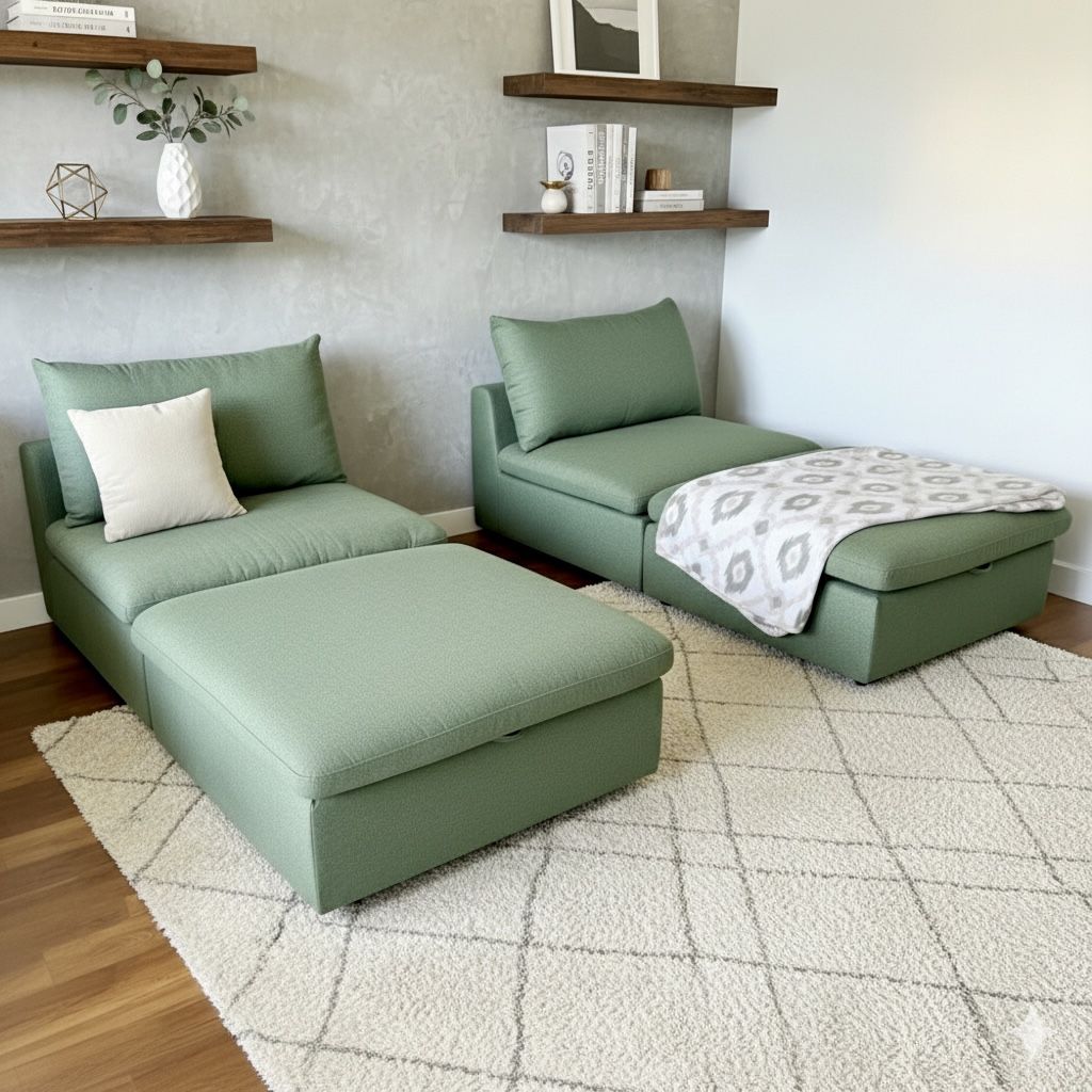 🏷OUTLET💥 Cloud 4pc Modular Washable Sofa💦 Water repellent with Storage Ottoman