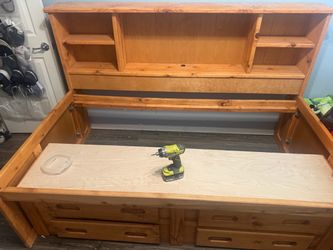 Wood Twin bed with under drawers