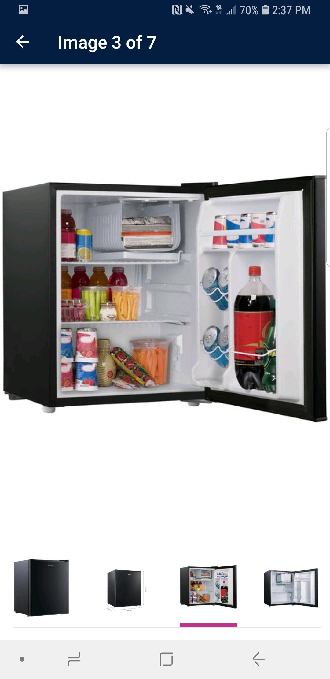 Mini Fridge Galanz 2.7 Cu ft Single Door Gl27bk