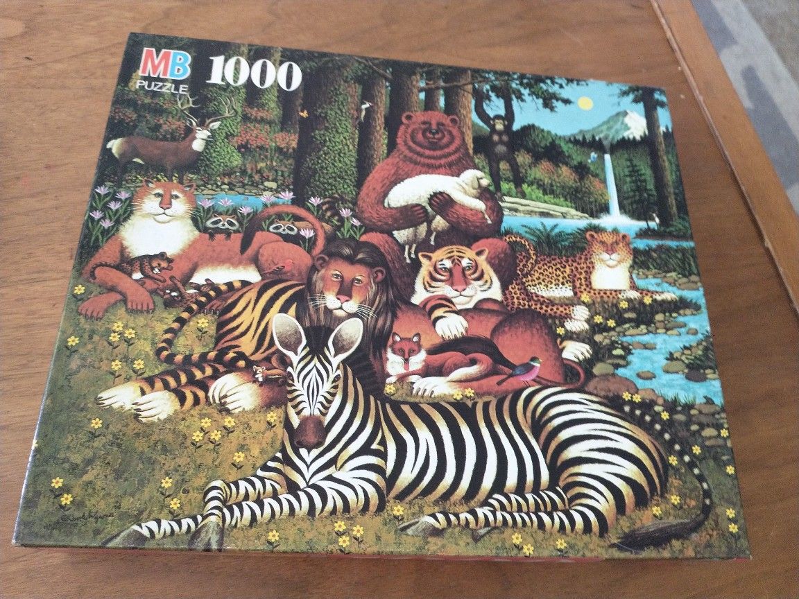 New 1973 Vintage Charles Wydocki's 1000 Piece Puzzle Wild Animal Gathering
