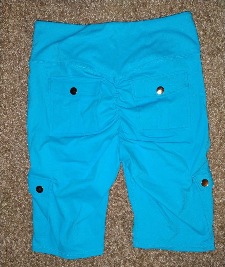 Women's Butt Lifting Biker Shorts High Waist Cargo Yoga Pants Stretch Joggers Leggings Sweatpants with Flap Pocket