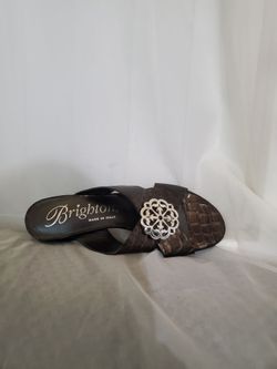 Brighton Made in Italy Brown Croc Slide Sandals